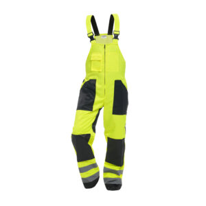 4179-scaled Yellow work pants with suspenders and reflective stripes.