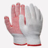 Knitted glove with rubber dots