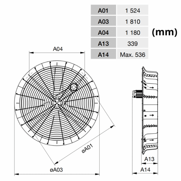 Ventilators Multifan AirBreeze 1500 mm, 48 150 m³/h